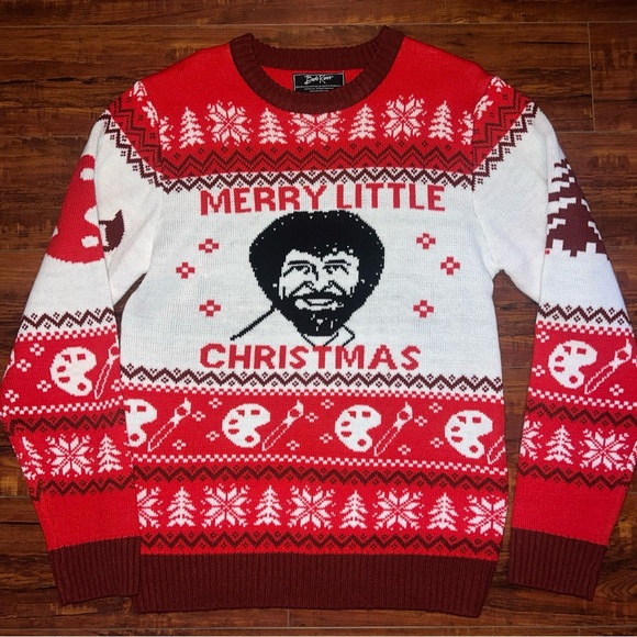Bob Ross Other - Bob Ross Ugly Christmas Sweater “Merry Little Christmas” Men’s Sz Lrg Preowned!!